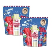 Jonny Pops Patriotic Red, White, and Blue Naturally Flavored Freezer Pops, Cherry, Limeade, Blue Raspberry, 20 Count, Pack of 2