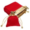 thumbnail image 1 of Uxcell 12 Pcs Bolsa de Terciopelo con Cierre de Cordón, Bolsas de Regalo de Terciopelo para Favor de Boda, Empaque de Caramelos, Rojo Dorado, 1 of 7