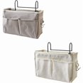 thumbnail image 1 of Bed pocket, Triomphe 2 Pieces Hanging Bedside Bed Basket, Waterproof Canvas Bed Shelf Organizer, Hanging Bedside Bed Storage Bag, for Books, Phone, Ma, 1 of 5