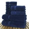 thumbnail image 3 of Luxury Hotel & Spa Quality, Quick Dry 100% Turkish Cotton, 700 GSM, Eco Friendly Towel, Bathroom and Kitchen Dobby Border Towels, 2-Bath Towel, 2-Hand Towel, 6-Washcloth (Bundle Set of 10, Navy Blue), 3 of 3