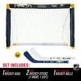 thumbnail image 2 of Franklin Sports NHL Buffalo Sabres Mini Hockey Set - Kids Indoor Knee Hockey Goal, Ball, + 2 Mini Hockey Stick Combo Set - Youth NHL Team Indoor Toy Knee Hockey Sets - NHL Official - Ages 3+, 2 of 7