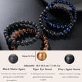 thumbnail image 4 of Mens Beaded Bracelet Tiger Eye 8MM Natural Stone Beads Bracelet Set Adjustable Stretch Lava Rock Bracelets for Men Black Crystal Beaded Bracelets for Men Father Boyfriend Brother Gifts, 4 of 8