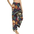 thumbnail image 2 of Uemuo Skulls and Flowers Pattern Women's Wide Leg Palazzo Lounge Pants with Pockets Light Weight Loose Comfy Casual Pajama Pants-Medium, 2 of 9