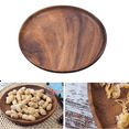 thumbnail image 2 of 2X Round Solid Wood Board Whole  Wood Fruit Plate Wooden Saucer Tea Plate Dessert Dinner Breakfast Plate, 2 of 8