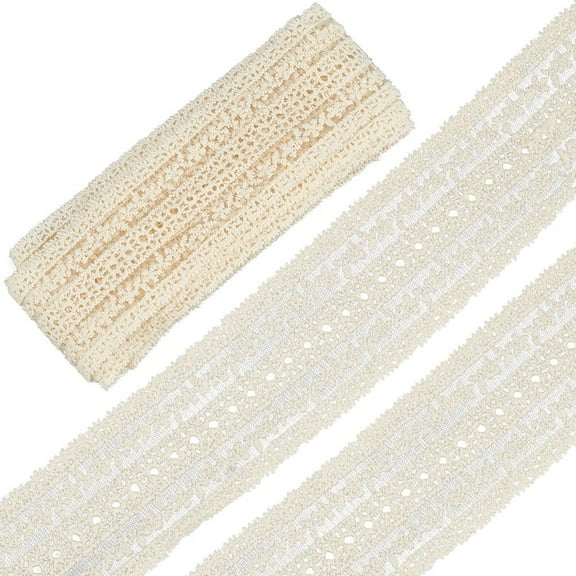2.2 Inch Wide Vintage Cotton Lace Trim 5 Yards Flower Eyelet Lace Ribbon Floral White Tulle Crochet Sewing Fabric Embroidery Trim for DIY Crafts Junk Journal Supplies Handcrafting