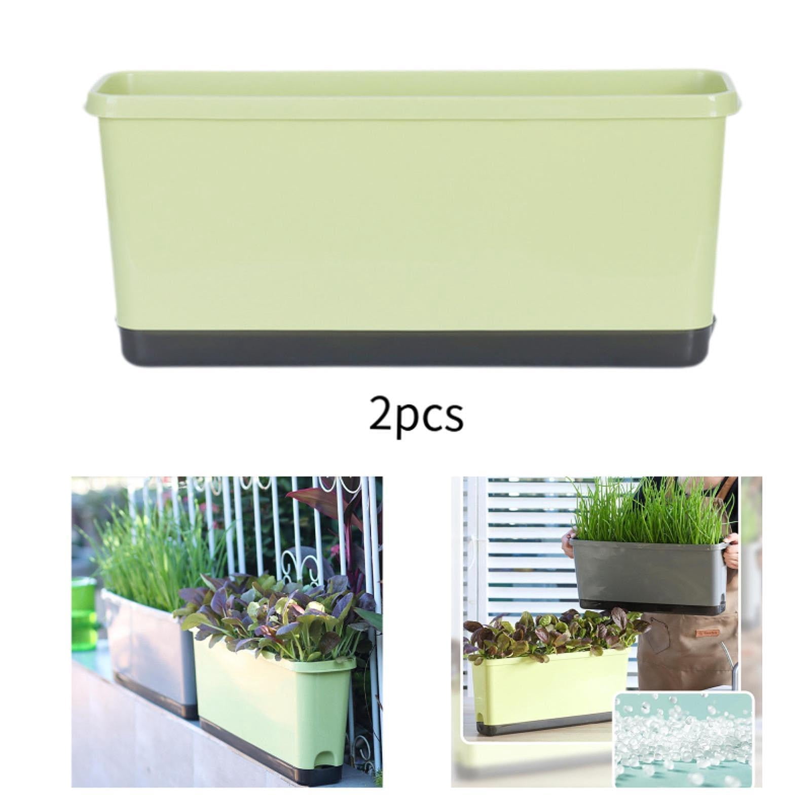 Bothyi 2 Pieces Window Box Planter Flower Pot Accessories Versatile with Drainage Holes Light Green