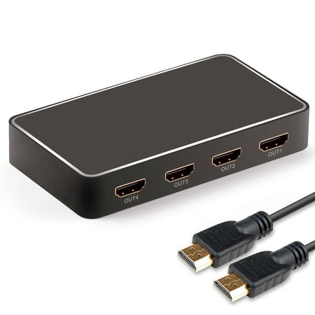 4in Cable - EEEKit 1 in 4 Out HDMI Splitter1X4 Ports Hub with 6 Feet HDMI Cable for Xbox PS4 HDTV Audio 4Kx2K Full HD 1080P 3D