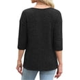 thumbnail image 3 of Garbnen Women's 3/4 Sleeve Sweaters V Neck Womens Pullover Sweater Ribbed Fall Winter Warm Comfy Casual Trendy Women's Tunic Tops Black M, 3 of 4