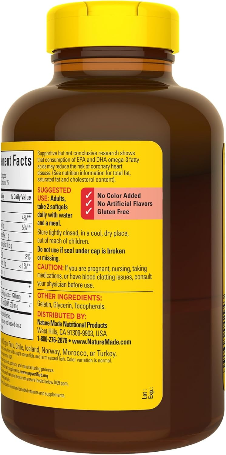 Nature Made Omega 3 Fish Oil 1200mg, 150 Count.