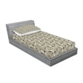 thumbnail image 3 of Ambesonne Floral Fitted Sheet & Pillow Sham Set, Curvy Garden Flowers, Queen, Khaki White Dark Brown, 3 of 3