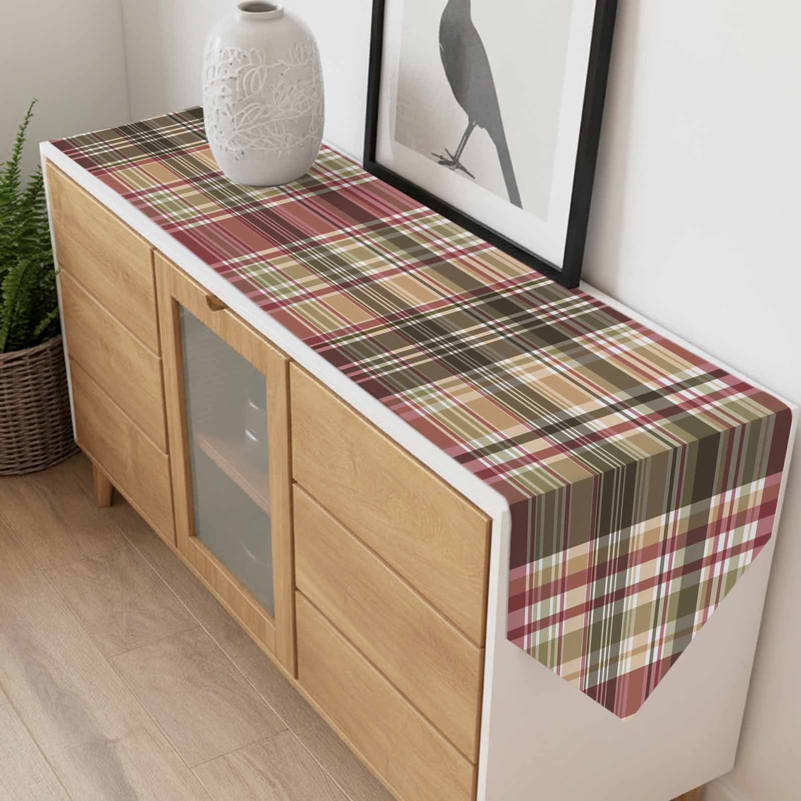 Buffalo Check Table Runner 108 Inches Long Plaid Brown Plaid Vintage Retro Country Table Runners for Dining Room Tabletop Dresser Scarf Home Party Banquet Wedding Holiday Decoration