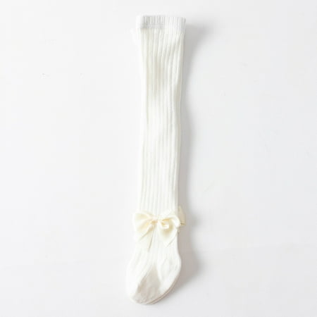 

Girls leggings bow spring and autumn baby one-piece baby bottoming socks wear white knitted children s pantyhose