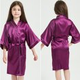 thumbnail image 3 of Kids Boys Girls Silk Satin Bathrobe Kimono Robes Nightgown Sleepwear Clothes 3-4 Years, 3 of 3