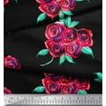 thumbnail image 2 of Soimoi Black Poly Georgette Fabric Leaves & Rose Floral Print Sewing Fabric Yard 42 Inch Wide, 2 of 3