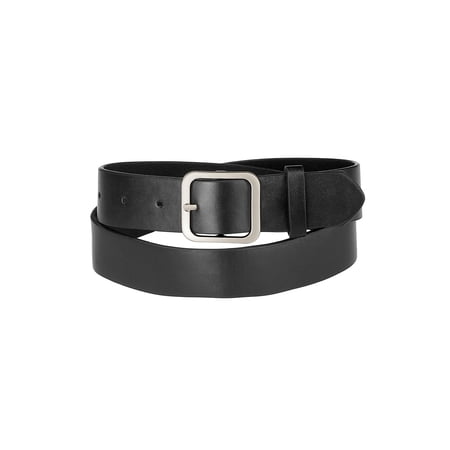 Women Pin Buckle Belt Soft Wide Waist Belt Casual for Dresses Jeans Pants 92cm/36.22 Black Silvery Buckle