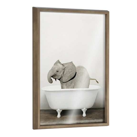 Blake Baby Elephant in the Tub Color 18 in x 24 in Framed Photography Art Prints, by Kate and Laurel