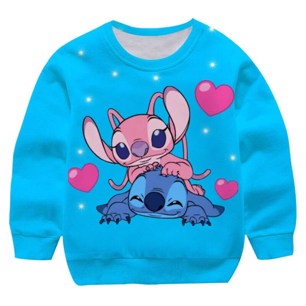 1-14 años niños niñas Stitch cuello redondo manga larga Hip Hop sudaderas niños ropa imprimir sudaderas con capucha Otoño Invierno Pullovers13T Gao Jinjia LED