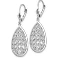 thumbnail image 2 of Solid 14k White Gold Teardrop Filigree Dangle Leverback Earrings - 41mm, 2 of 6