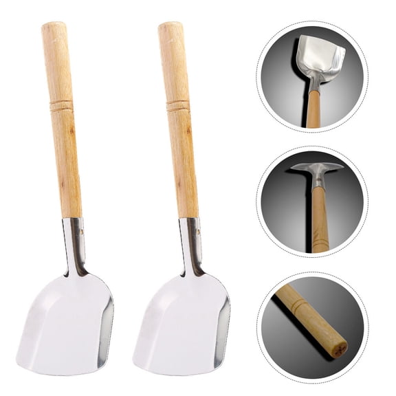 OFFIGAM 2-Piece Wooden Handle Wok Set for Restaurant and Home Cooking, Non-Stick Frying Pans