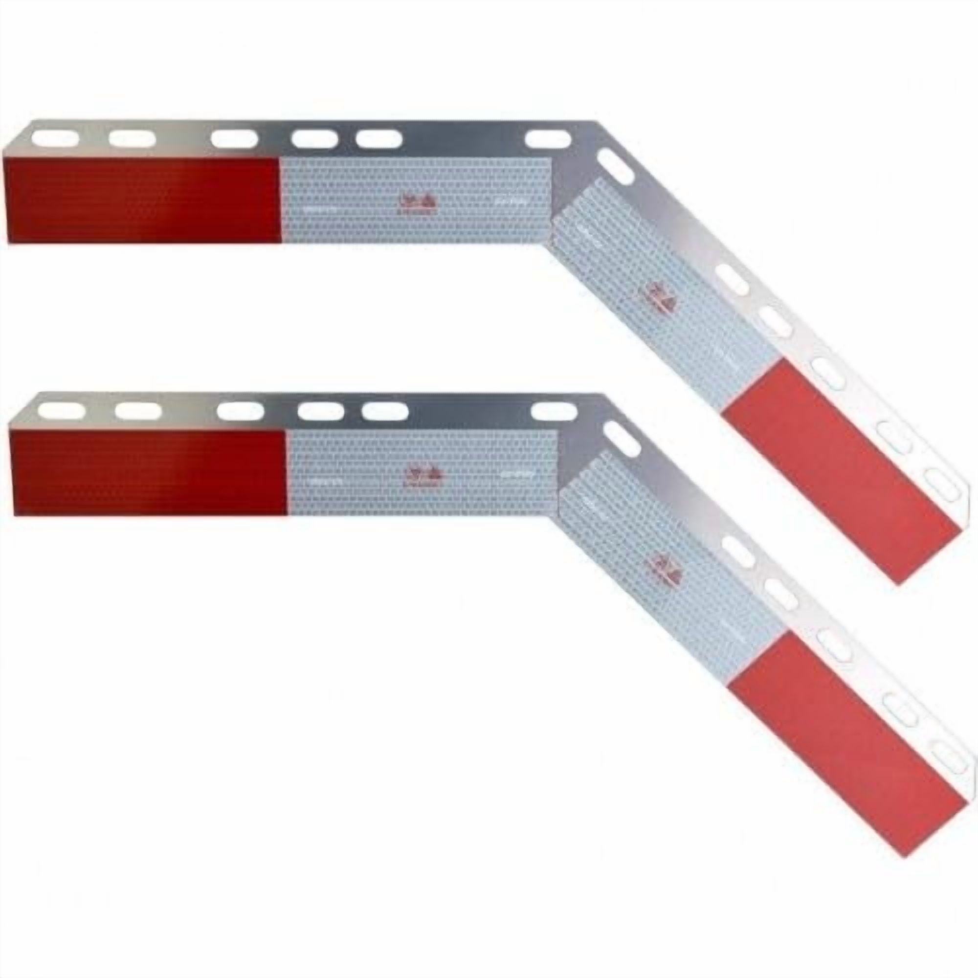 TORQUE Mud Flap Angled Reflector Aluminum 14.25" x 12.25" for Semi Truck and Semi Trailer 135 Degree Angle Strips Mud Flap Hanger Pair (TRMFHREFA1412)