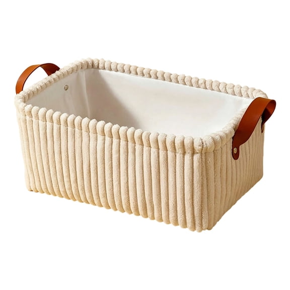 Storage Bin with Handles,Easy Clean Rectangular Fabric Organizer Basket for Bedroom Shelves 14.2x10.24x6.30 Inch,Khaki