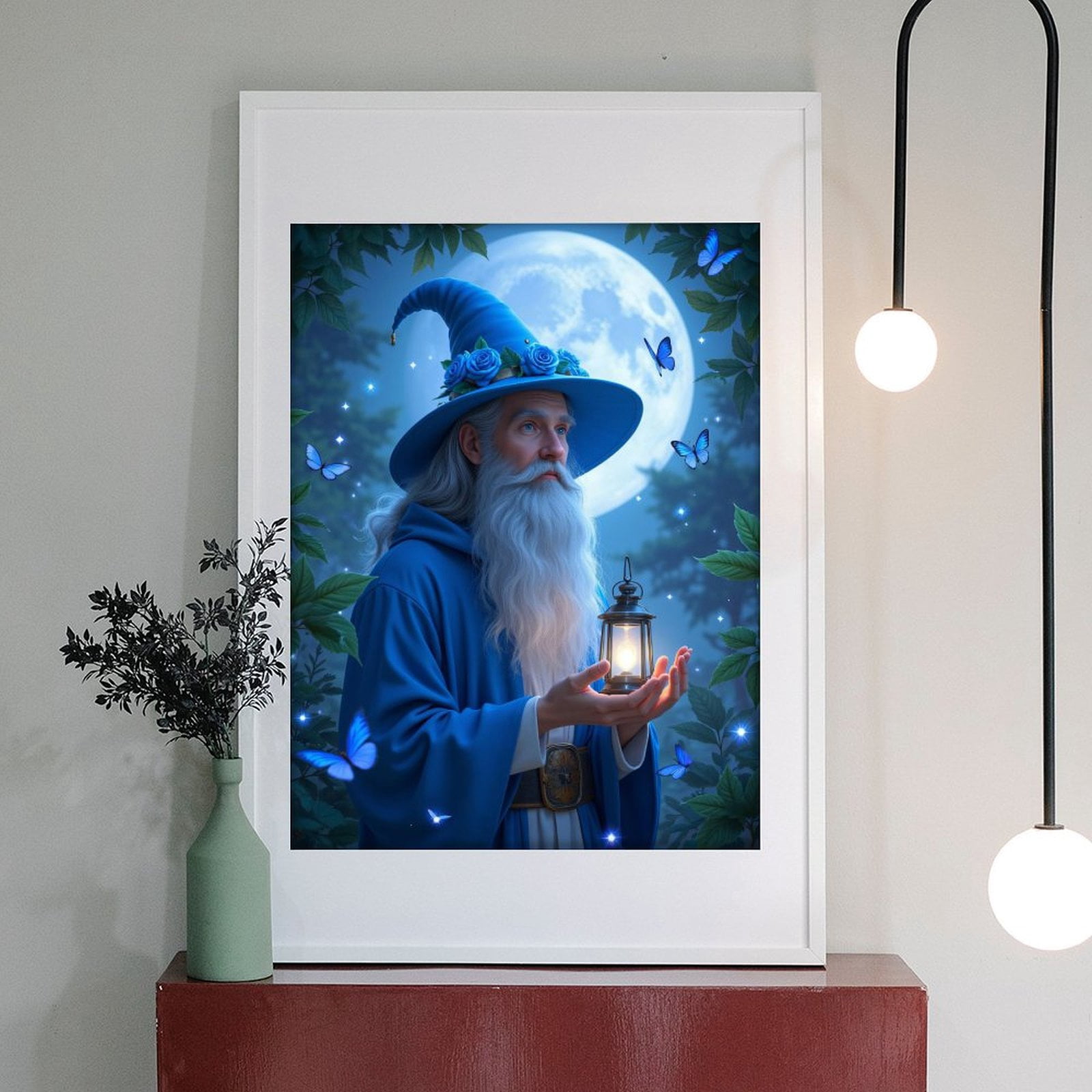 Diamond Art Kit for Adults, Blue Wizard Lantern Moonlight Diamond