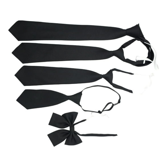 Women Girl Classical Black Pre-Tied Tie Polyester Necktie Japanese School Uniform Bowknot Bowtie for Wedding Graduation