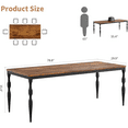 thumbnail image 3 of Rectangular Dining Table for 6-8,78 inch Large Wood Farmhouse Dinner Table with Metal Legs and Large Tabletop for Kitchen Dining Room Living Room, 3 of 8