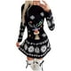 thumbnail image 1 of Vestido de manga larga con estampado de Papá Noel de Navidad con cuello redondo a la moda para mujer Pompotops hdfakjf694, 1 of 1