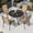 Round Table, variant on Nuu Garden 5-Piece Patio Dining Set, Outdoor Dining Set with Textilene Stackable Patio Dining Chairs with Faux Wood Armrests, Tempered Glass Dining Table with 2" Umbrella Hole, Black and Khaki