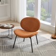 thumbnail image 2 of Mid Century Modern Shell Chair with Walnut Finish Tripod Base, Orange PU Leather Lounge Chair for Living Room, Bedroom or Office, 330 Lb Capacity Comfortable Seating, 2 of 9