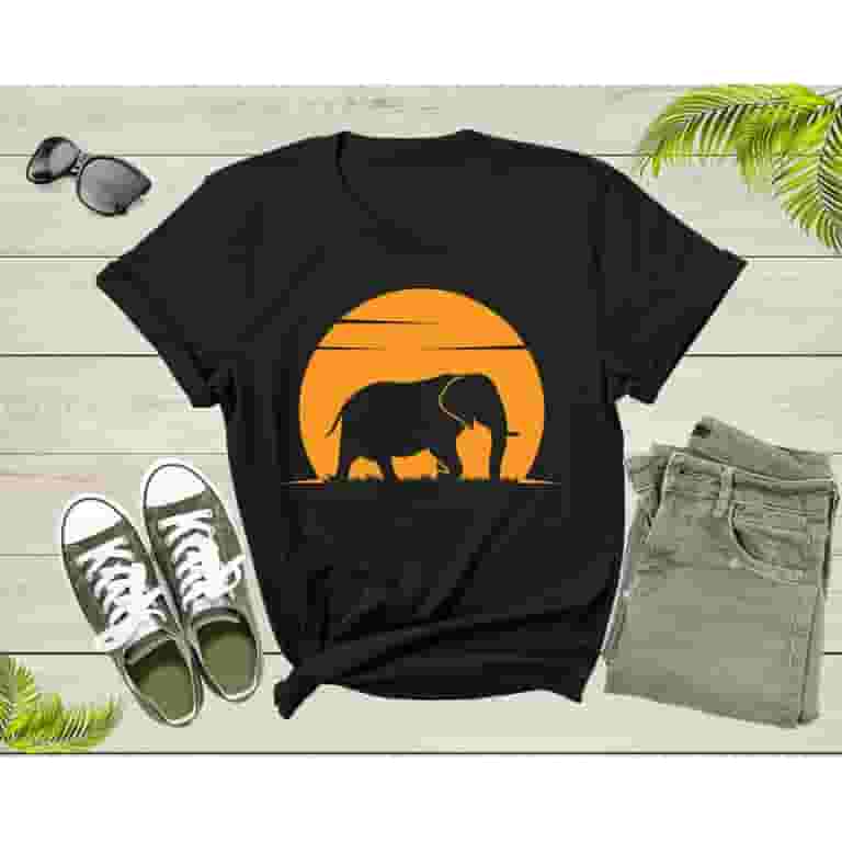 Retro Baby Elephant Shirt Cute Elephant Sunset Africa Safari Retro Baby Elephant Shirt Cute Elephant Sunset Africa Safari