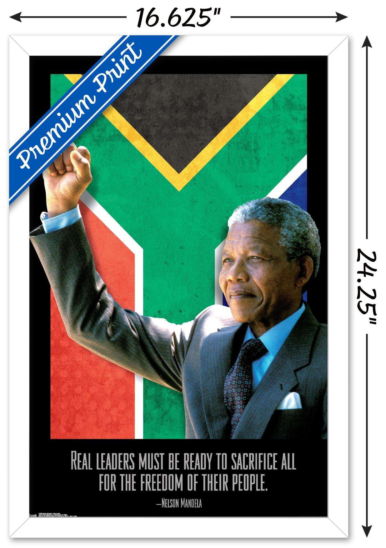 Nelson Mandela - Real Leader Wall Poster, 14.725" x 22.375", Framed