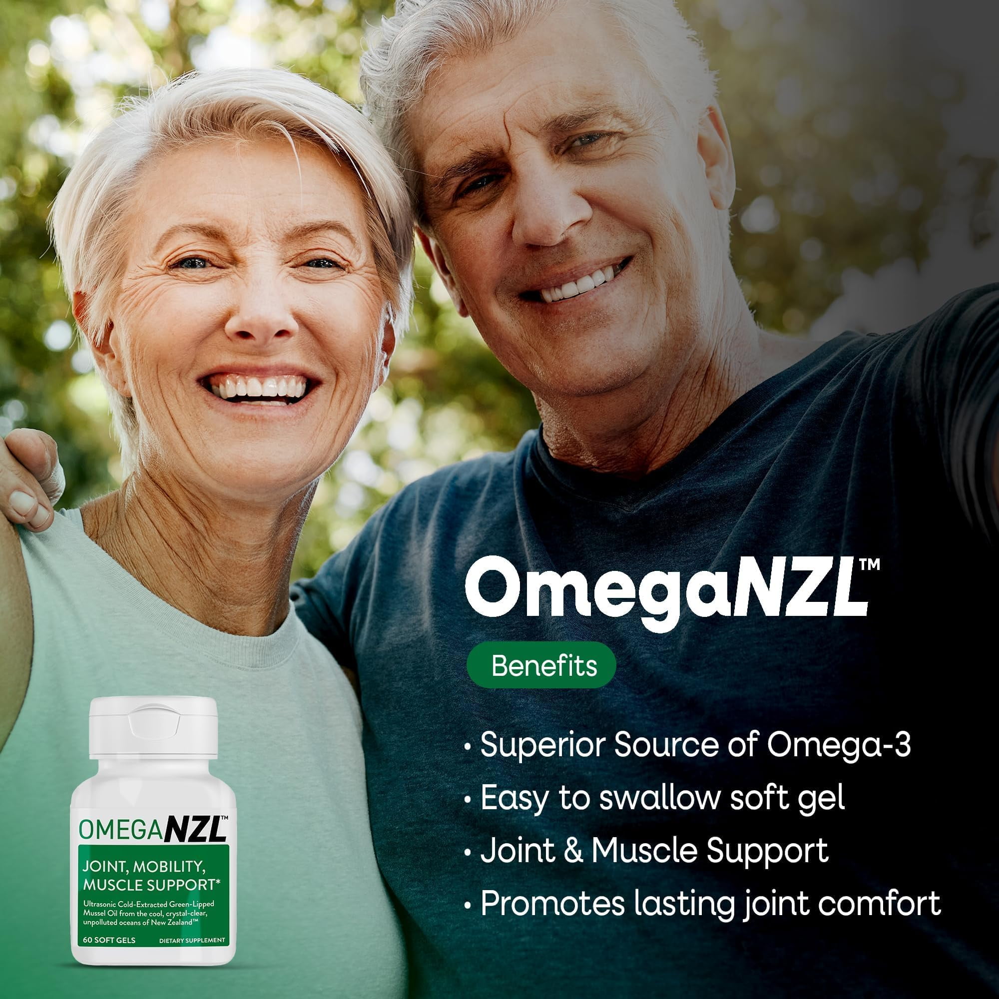 OmegaNZL Original Omega-3 Joint Support Supplement, Green-Lipped Mussel Oil, 60 Softgels