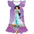 thumbnail image 1 of Año 2023 nueva ropa de niños de Disney, falda bonita informal de verano, falda de cuello redondo de princesa jazmín, vestido de manga de pétalo con estampado 3D 7T Gao Jinjia LED, 1 of 2