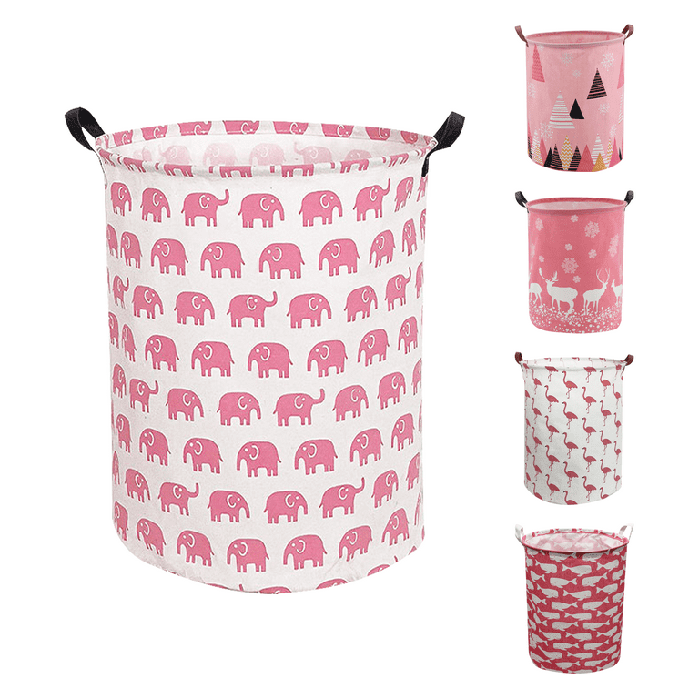 Elephant Grey And Blush Pink Collection Arrow Print Foldable Fabric Storage  Bins