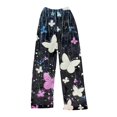 thumbnail image 4 of Women's Christmas Printed Plush Pants, Full Length Long Trousers for Winter Casual Wear, Soft and Warm Fleece Material with Festive Design for Women,Dark Purple,L, 4 of 4