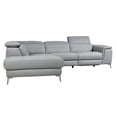 thumbnail image 2 of Lexicon 2-piece Leather Power Sectional with Left Chaise in Light Gray/Chrome, 2 of 10