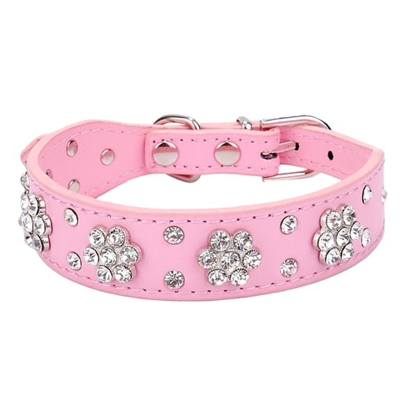 Pet Collars - Cute Flower Rhinestone Studded Dog Collar with Bling Bling Shine for Small and Medium Dogs