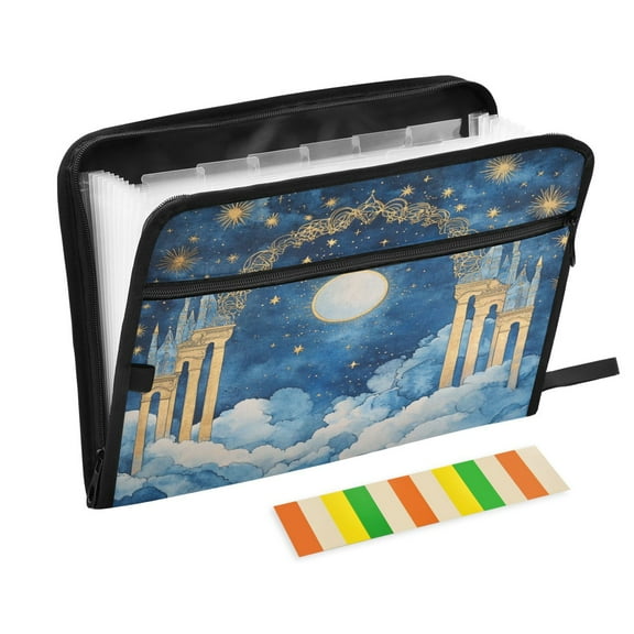 WOBOGO Celestial Sky Expanding File Folder Letter Size Accordion Filing Organizer 13 Pocket Separate Organ Pocket