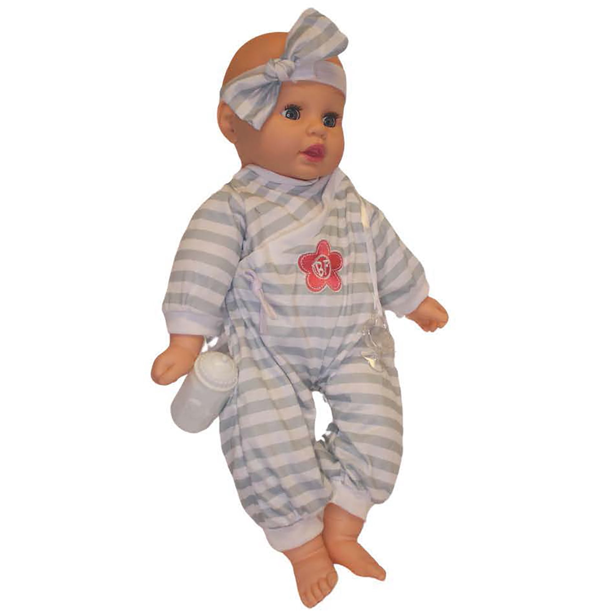 Goldberger Baby's First 19" Unbelievably Soft Baby Doll in Gray Striped PJs. Patented "Air Pillow" Tummy - Super Light and Huggable - For Toddlers 2 Years & Up