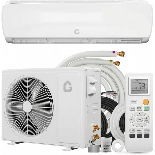 12000 BTU Mini sistema de bomba de calor de aire acondicionado dividido, 19 SEER2 mini sistema de calefacción/aire acondicionado dividido, unidad de CA de montaje en pared sin conductos