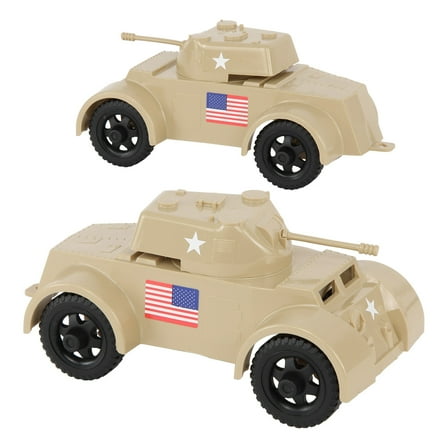 TimMee Staghound Armored Cars - Tan Plastic Army Men Scout Vehicles
