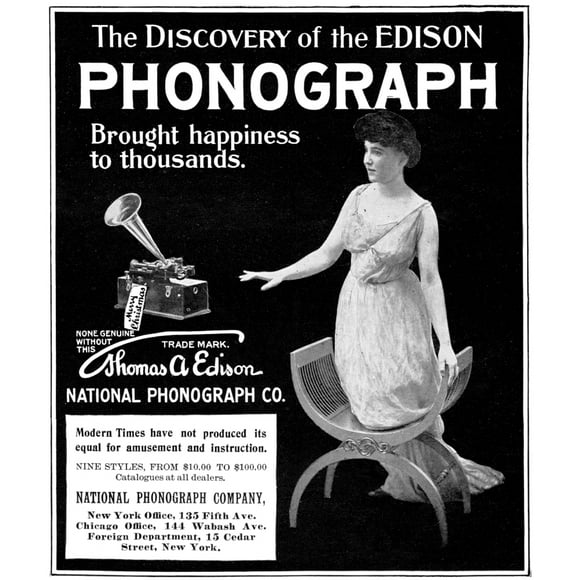 Ad: Phonograph, 1901.  American Magazine Advertisement For The Thomas A. Edison National Phonograph Company, 1901. Poster Print by  (24 x 36)