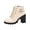 Beige, variant on Women’s Lace Up Chunky Heel Ankle Booties, Round Toe Side Zipper Lug Sole Fall Winter Short Boots Buckle Strap Arch Support Non Slip Comfort Office Travel Boots