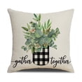 thumbnail image 2 of Buffalo Plaid Eucalyptus Leaves Pillow Covers 18x18inch Spring Farmhouse Decorations Truck Vase Bless Our Home Linen Cushion Case Gifts for Home Decor, 2 of 4