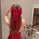 thumbnail image 4 of Nvzi Diadema de lazo para novia, vestido de novia blanco tostado, horquilla de terciopelo perlado, clip de resorte premium, 4 of 5