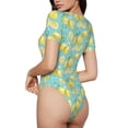 thumbnail image 3 of The Xecao Yellow Lemon Women's Crew Neck Body Suit, a short-sleeved bodysuit and basic swimsuit, both comfort and style for dating and daily life, 3 of 9