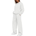 thumbnail image 6 of Women's Two Piece Outfits Sports Hooded Sweatshirt With Pockets And Wide-leg Casual Pants Suits, 6 of 9