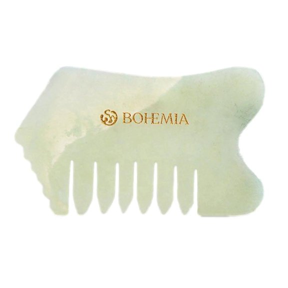 Bohemia Skin Jade Gua Sha Comb, Facial Massage Tool for Face, Scalp & Hair